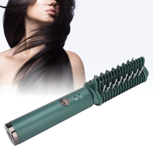 Cordless Hair Straightening Curling Brush Evenly Quickly Heating USB Rechargeable Women Home Salon Hair Styling Tool for Silky Hair