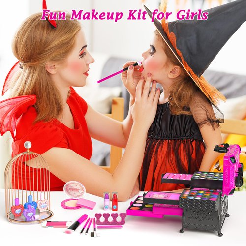 Kids Makeup Kit for Girl Toys - Girls Make Up kit, Real Washable Makeup Set for Girls Princess Gift, Safe & Non-Toxic Toddlers Pretend Cosmetic Kits Gift for Age 3-12 Year Old Christmas Birthday