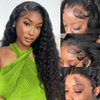 13x6 Deep Wave Lace Front Wigs Human Hair Pre Plucked 200 Density Curly Human Hair Wig HD Frontal Wigs Human Hair Wet And Wavy Lace Front Wigs Human Hair Glueless Wigs Human Hair Black 20 Inch