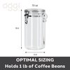 Oggi Clear Canister Airtight 72oz - Clamp Lid & Spoon - Airtight Food Storage Container, for Kitchen & Pantry Storage of Bulk, Dry Foods, Pasta, Flour, Sugar, Coffee, Rice, Tea, Spices & Herbs