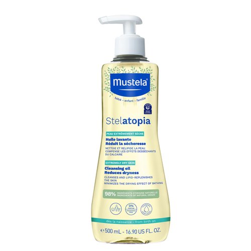 Mustela Stelatopia Eczema-Prone Skin Cleansing Oil - Baby Body Wash with Natural Avocado & Sunflower Oil - Fragrance-Free & Tear Free - 16.9 fl. oz.