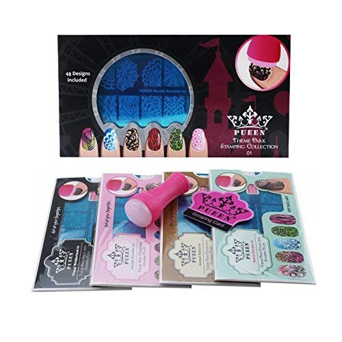 PUEEN Nail Art Stamping THEME PARK GIFT SET 01-4 Theme Park Plates - 125x65mm Unique Nailart Polish Stamping Manicure Image Plate Accessories Kit -BH000859