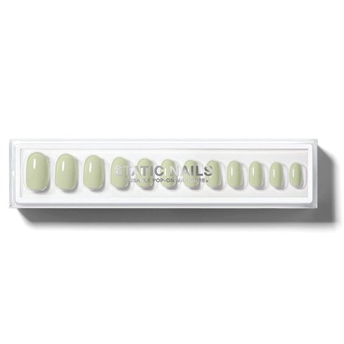 Static Nails Reusable Pop-On Manicure Set, Non-Damaging Glue-On Nails (Round) - False Nails with Static Nail Glue, Nail Set, Fake Acrylic Press On Nails (Serene, Round)