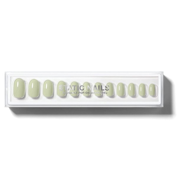 Static Nails Reusable Pop-On Manicure Set, Non-Damaging Glue-On Nails (Round) - False Nails with Static Nail Glue, Nail Set, Fake Acrylic Press On Nails (Serene, Round)