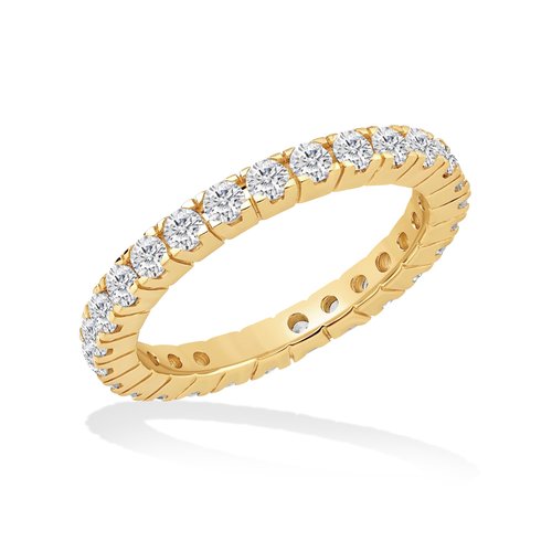 RENAEI 14K Gold Plated Eternity Stackable Ring for Women with Cubic Zirconia | Size 7