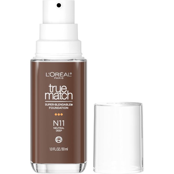 L'Oreal Paris True Match Super-Blendable Foundation, Medium Coverage Liquid Foundation Makeup, N11, Deep, 1 Fl Oz
