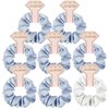 Loanzeg Satin Bridesmaid Scrunchies Bachelorette Hair Ties Set of 8 Bridal Shower No Damage Hairties ideas Gift for Wedding Party Favors Bridesmaid Proposal Gifts (8pcs White&Dusty Blue)