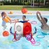 Octopus Pool Toys, 2-in-1 Kids Inflatable Basketball Hoop & Ring Toss Yard Games, Family Party Indoor Outdoor Water Play, Cool Spring Summer Toys for 3 4 5 6 7 8 Yr Old Boy Girl Teen Gift (Red&White)