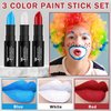 DAMUSI Blue Red White Face Paint Sticks Professional Eye Black Football Baseball Softball,Convenient Design Halloween Face Paint Makeup for Adults and Kids（Blue/White/Red Body Paint Sticks）