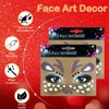 HIFANMM Christmas Fake Tattoos Glitter Xmas Reindeer Face Temporary Tattoos Cute Animal Deer Face Jewels Tattoo Stickers for Adults Kids Christmas New Year Eye Makeup Kit for Face Decor Supplies 2Pcs