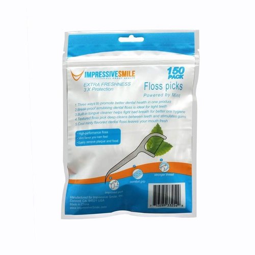 Impressive Smile Floss Picks Mint Flavor | Extra Strong | 150-Count | 1-Pack