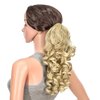 SWACC 12-Inch Short Screw Curls Claw Clip Ponytail Extensions Synthetic Clip in Drawstring Curly Ponytail Hairpiece Jaw Clip Hair Extension (Dark Honey Blonde/Bleach Blonde Highlights-16H613#)