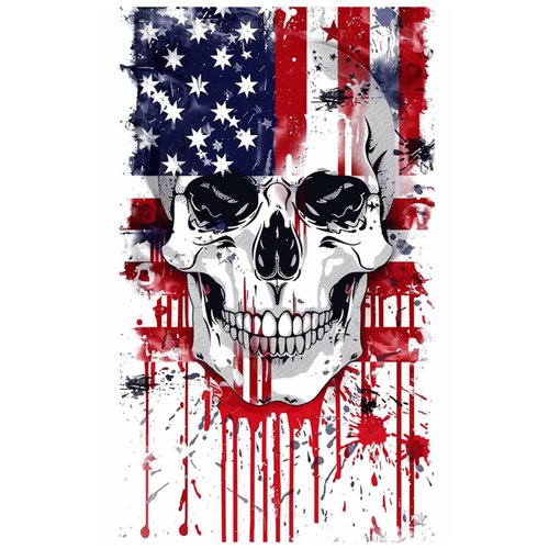 Dopetattoo 6 Sheets Temporary Tattoos for Men Adults Skull on American Flag Usa July 4th for Men Fake tattoos for Women Neck Arm Chest Face