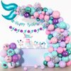 Amandir 138Pcs Mermaid Birthday Party Decorations, Pink Purple Blue Mermaid Balloon Garland Arch Kit Birthday Banner Cake Topper Mermaid Tail Shell Balloons Mermaid Theme Party Supplies for Girl Kids