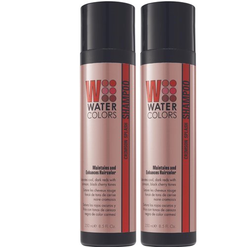 Watercolors Color Depositing Shampoo, Semi Permanent Hair Color 8.5 oz - CRIMSON SPLASH (2 PACK)