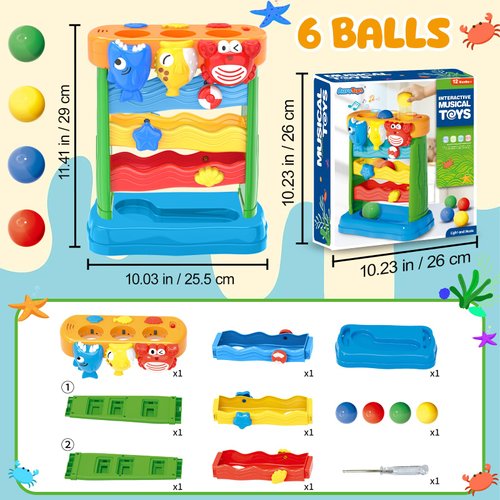 AuroTops Toddler Toys Interactive Musical Baby Toys, Light & Sound Montessori Toys for 1 2 3 Years Old, Learning Toys for Toddlers 1-3, Birthday Gifts for Baby Boys Girls Ages 1 2 3 4 5 Years