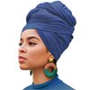XTREND 1 Piece Stretch Head Wrap Jersey Fashion Headband Knit Turban for Women Extra Long Soft Bohemian Breathable Turbans Tie (Denim Blue)