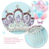 Yean Mini Princess Crown Comb Silver Crystal Tiara Hair Comb Rhinestone Hair Accessories Decorations for Women and Girls (Purple)
