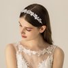 Oriamour Wedding Headband With Pearls And Crystals Rhinestone Tiara Headpiece Bridal Hair Accessories for Bride Women (Silver)