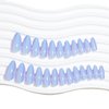 Mkwntg Blue Chrome Press on Nails Medium Almond Fake Nails Glossy Glue on Nails Blue Laser Coffin False Nails Stiletto Aurora Artificial Nails Bling Pearl Flash Acrylic Nails for Women Girls 24Pcs