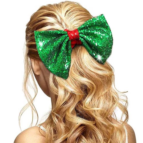 CAKURE Christmas Bow Hair Scrunchies Green Bowknot Hair Ties Red Velvet Scrunchy Elastic Hair Band Hair Bow Scrunchy Ponytail Holder Xmas Hair Accessories for Women and Girls (Type A)