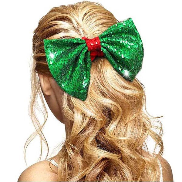 CAKURE Christmas Bow Hair Scrunchies Green Bowknot Hair Ties Red Velvet Scrunchy Elastic Hair Band Hair Bow Scrunchy Ponytail Holder Xmas Hair Accessories for Women and Girls (Type A)