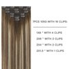 FUBILI Clip in Hair Extensions Ombre Real Human Hair Clip in Walnut Brown to Ash Brown Mix Light Blonde Balayage Remy Hair Extensions Double Weft For women 14inch 7Pcs 105G