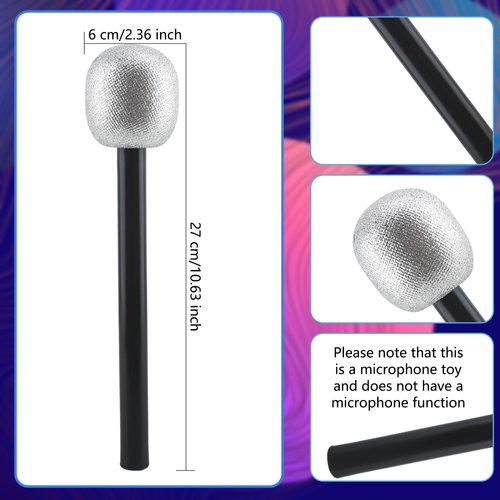 Haconba 8 Pack Microphone Toy Fake Plastic Glitter Stage Mic Costume Prop for Stage Play Cosplay Prop Birthday Disco Theme Party Favors (color set 3)