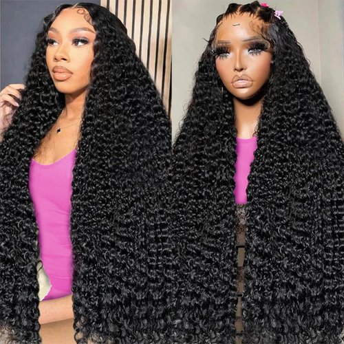 RAYFOG 28 Inch Deep Wave Lace Front Wigs Human Hair 13x4 Deep Curly Human Hair Wig Pre Plucked 18...
