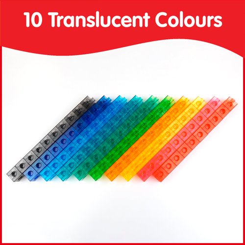 edxeducation Translucent Linking Cubes - Construction Toy for Early Math - Set of 100 - 0.8 Inch - Light Table Toy - Elementary + Preschool Learning