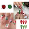 2 Boxes Christmas Red Green Chrome Nail Powder, Mirror Effect Aurora Magic Pearlescent Nail Jewelry Glitter Powder Holographic Pigment Mermaid Pearl Aurora Dust Nail Powder, DIY Nail Art Decorations