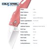 COLD STEEL Tuff Lite 2.5" AUS8A Sheepsfoot Razor-Sharp Plain Blade 3.5" Griv-Ex Red Handle Pocket Folding Knife, Boxed