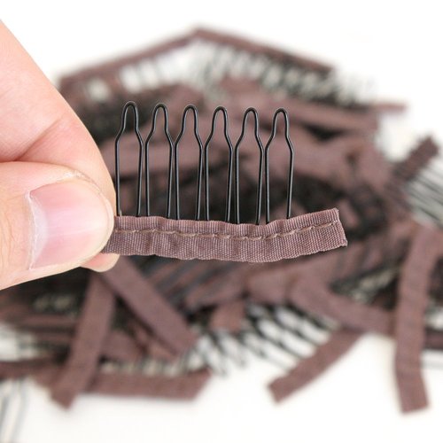 ZigZag Hair 50pcs Wig Accessories Stainless Steel Wig Combs Black and Brown Color Wig Making Comb...