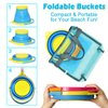 Aclarastra Collapsible Beach Sand Toys for Kids - Travel Beach Toys with 2 Collapsible Beach Buckets, Mesh Bags, Sand Molds, Sand Scoops, Sand Bucket Shovel Set Sandbox Toys for Toddler Kid Ages 3-10