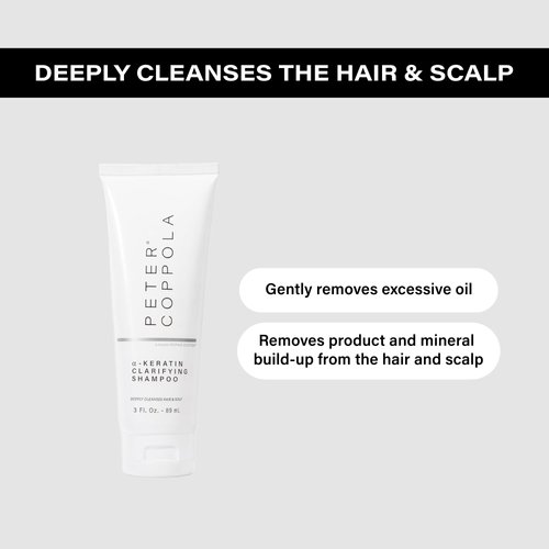 PETER COPPOLA a-Keratin Clarifying Shampoo - Travel Size - Gentle And Deep Cleansing Sulfate Free Shampoo Removes Build Up, Oil, And Excess Product From Hair And Scalp And Reduces Oily Hair (3 Fl Oz)