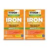 Vitron-C Iron Supplement, Once Daily, High Potency Iron Plus Vitamin C, Support Red Blood Cell Production, Dye Free Tablets, 60 Count, 2 Pack