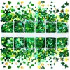 St. Patrick's Day Nail Glitter Sequins for Nail Art Green Shamrock Nail Stickers Decals Heart Star Four-Leaf Clover Maple Leaf Flakes Confetti 3D Holographic Nail Sequin for Nail Decor Body DIY Crafts