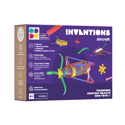 Oddy Inventions Aircraft Creative Building Kit - Eco-Friendly STEM Toy Set for Kids 6+