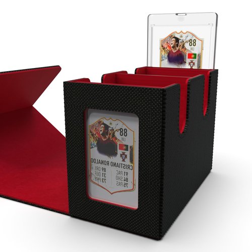 superaimi Card Deck Box for MTG Commander Display, Card Storage Box Holds 280+ single sleeved Cards, Card Box with 4 Dividers, PU Leather Card Case Holder for EDH,CCG, MTG.Sports Playing Cards