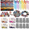 Vanblue 110Pcs Race Car Party Favors Race Car Birthday Party Decorations Straw Bubble Slap Bracelet DIY Sticker Toy Gift Boy Kid Treat Candy Bags Stuffers Themed birthday Supplies Classroom Reward