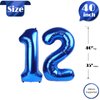 Navy Blue Number 12 Balloon 40 inch, 12 Number Balloon, 12th Navy Blue Birthday Decorations, 12 Year Old Girls Boys Blue Party Supplies