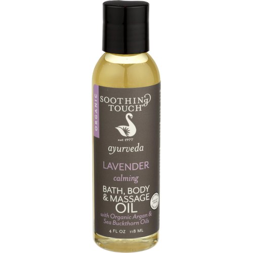 Soothing Touch Ayurveda Organic Bath, Body & Massage Oil, Calming Lavender, 4 Oz