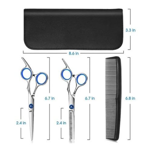 Hair Cutting Scissors, 10pcs Haircutting Scissors Kit Professional Home Haircutting Barber Salon Thinning Shears Kit Stainless Steel Comfortable Grip Portable Thinning Scissors