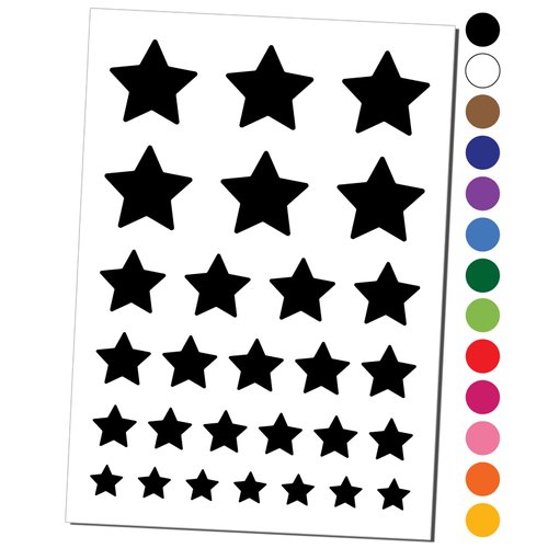Star Shape Excellent Temporary Tattoo Water Resistant Fake Body Art Set Collection - Yellow (One Sheet)