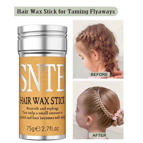 Hair Wax Stick, Elastic Hair Ties, Topsy Tail Hair Tool 6 Packs - Taming Flyaways - Rubber Bands for Hair Accessories for Teen Girls, Kids & Women
