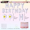 White Happy Birthday Balloons Banner, 3D Mylar Foil Letter Birthday Balloons with 2pcs Daisy Balloons, Birthday Party Decorations for Kids Girls Women Adults Baby Shower Birthday Party Supplies