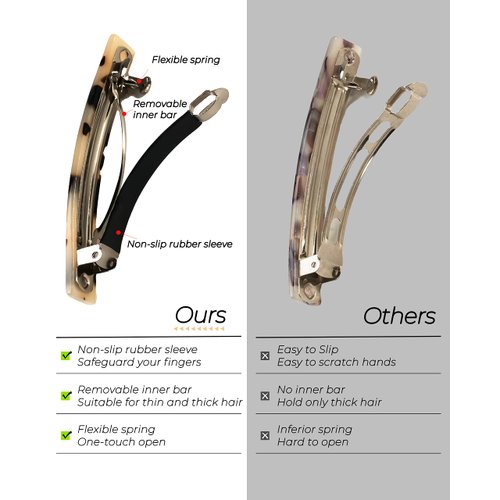 Hair Barrettes for Women, 8 Pcs Barrettes for Fine Thin Thick Hair, 3 Inch Acetate Small Clips Barrette No Slip, French Tortoise Shell Womens Girls Accessories