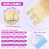 Tape in Hair Extensions Human Hair Bleach Blonde 16Inch 40g Blonde Tape in Hair Extensions Human Hair 20Pieces/Pack Hair Extensions Real Human Hair Tape in for Women(16Inch,#613,40g)