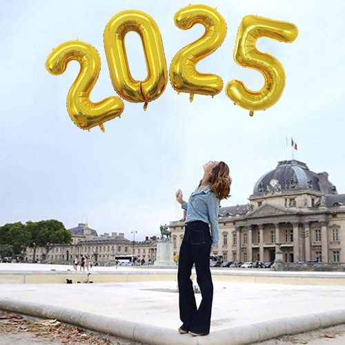 GOER 42 Inch 2025 Gold Foil Number Balloons for 2025 New Year Eve Festival Party Supplies Graduation Decorations