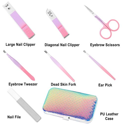 Manicure Set Women Nail Clipper Set Travel Manicure Kit with Glass Nail File Stainless Steel Nail Clippers with Case Nail Grooming Kit Nail Kit Nail Personal Care Set Gift for Women